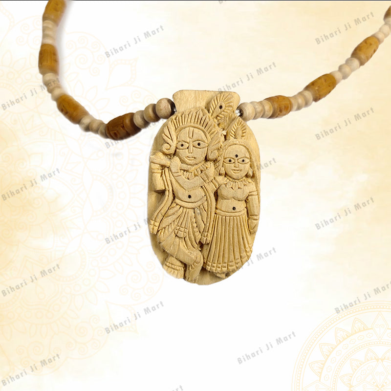 Radha Krishna Pendent With Radha Nam Tulsi Beads BIHARI JI MART